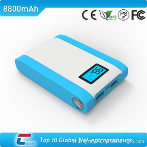iphone external power bank with big LCD display and LED torch